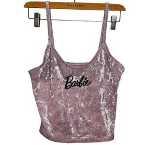Barbie Crushed Velvet Embroidered Crop Top